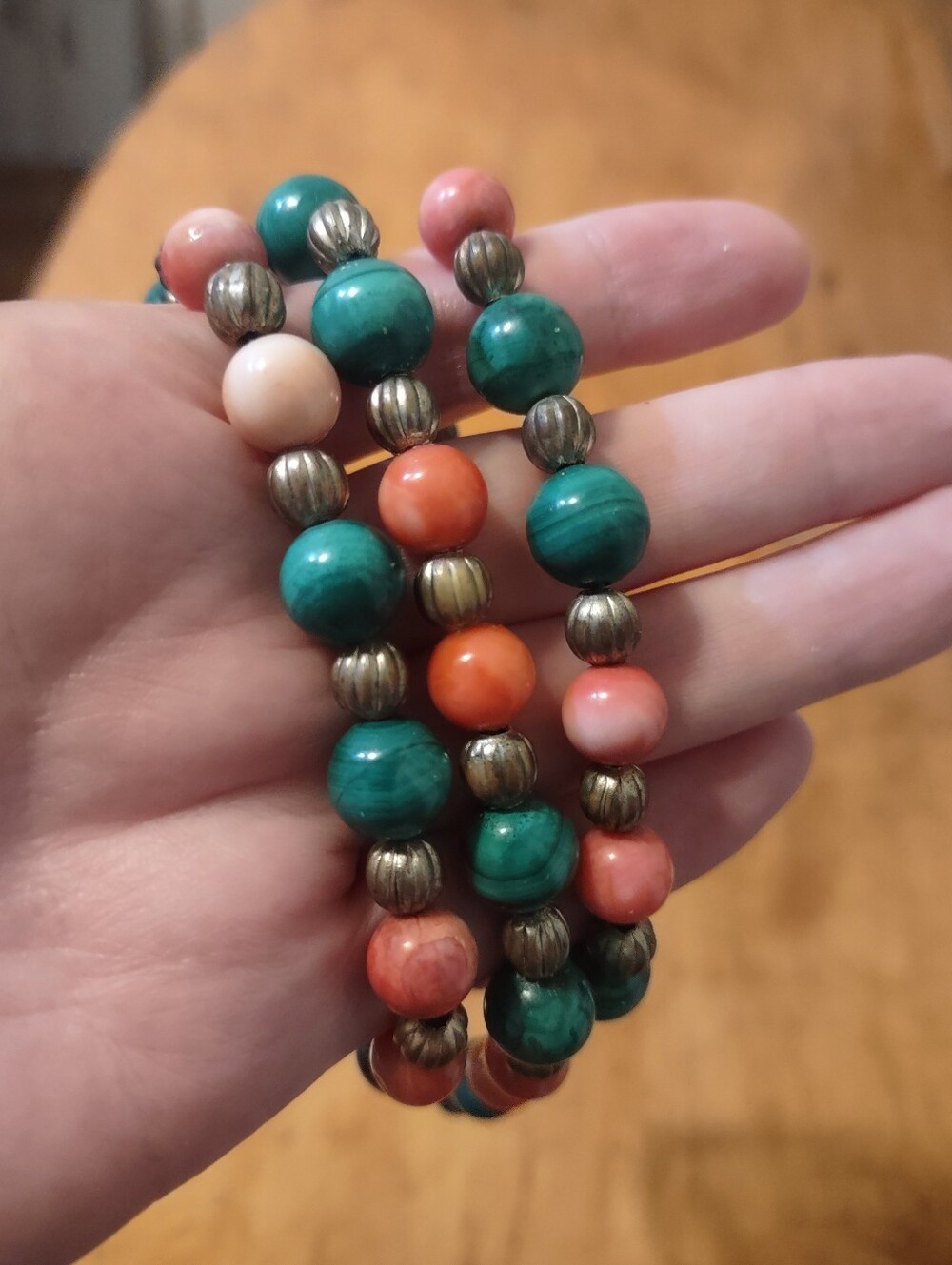 835 Silver Beaded Necklace in Teal & Pink - Women Jewelry
